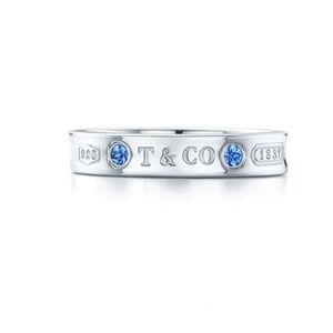 Tiffany & Co. 1837 Silver Ring with Blue Accents